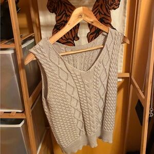 Cream Cable Knit Sweater Vest Classic Cozy Layer